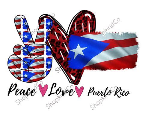peace love puerto rico rican flag sublimation digital etsy