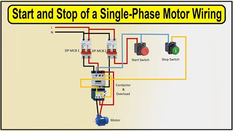 start  stop   single phase motor wiring diagram single phase motor wiring