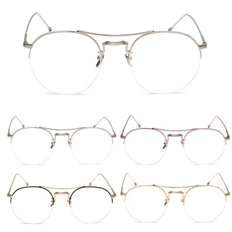 Retro Unisex Half Frame Clear Lens Men Women Vintage Spectacles Eyewear