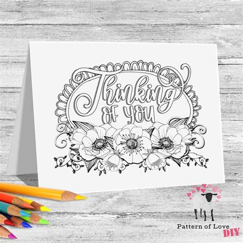 thinking   coloring printable note cards etsy printable note