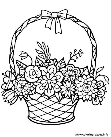basket  flowers coloring page printable