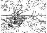 Gogh Colorear Boats Pemandangan Saintes Maries Sketsa Kunstwerk Adulti Laut Enfants Malbuch Erwachsene Fur Pantai Cuadros Coloriages Bateaux Justcolor Barques sketch template