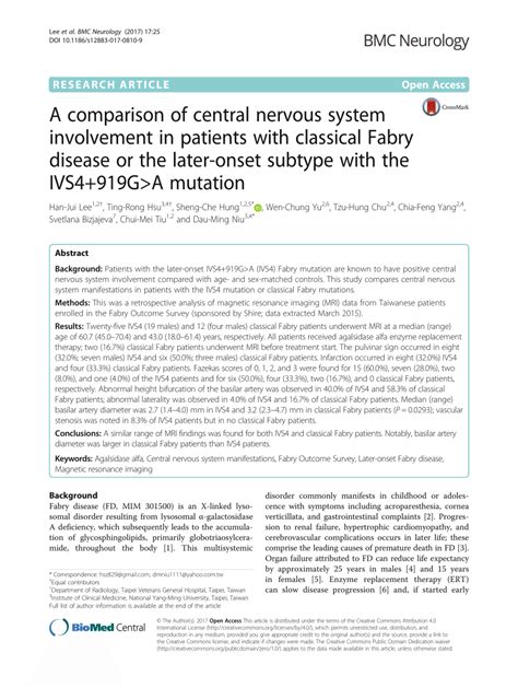 Pdf A Comparison Of Central Nervous System Involvement In Patients