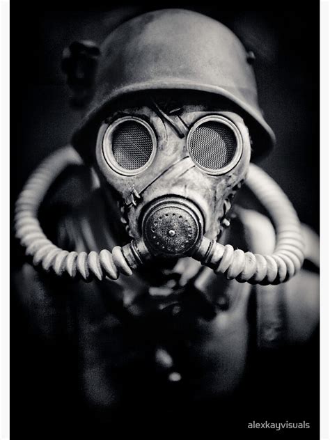 wwii german solider   gas mask metal print  alexkayvisuals