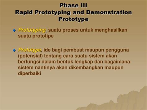 phase iii rapid prototyping  demonstration prototype