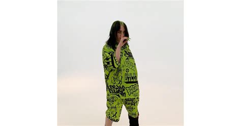 green graffiti hoodieshorts set billie eilish  freak city collection popsugar fashion photo