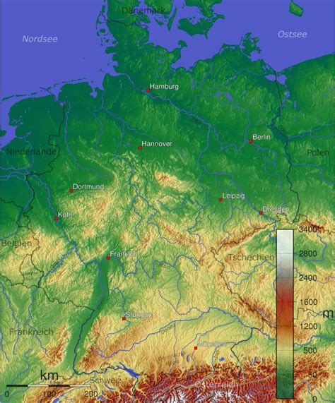 mountain ranges  germany map