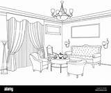 Outline Interior Sketch Furniture Blueprint Living Architectural Room Drawing Vintage Alamy Stock Vector Architecture sketch template