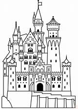 Castle Coloring Neuschwanstein Disney Drawing Pages Clipart Kids Princess Printable Cartoon Paper sketch template