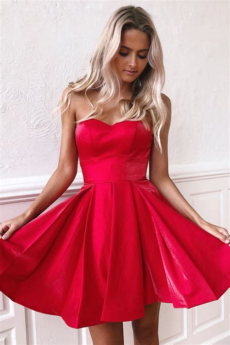 Cute Strapless Red Short Homecoming Dress Fancyvestido