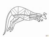Aboriginal Animal Kangaroo Outlines Arty Supercoloring Designlooter sketch template