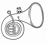 Trompa Corno Horn Trompe Portafortuna Baritone Colorier Acolore Coloritou Puntos sketch template