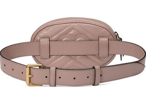 Gucci Gg Marmont Belt Bag Matelasse Dusty Pink Leather