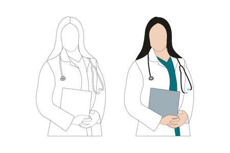 vector  female doctor coloring page id royalty