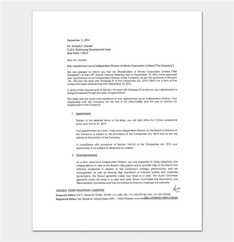 business appointment letter template  samples formats