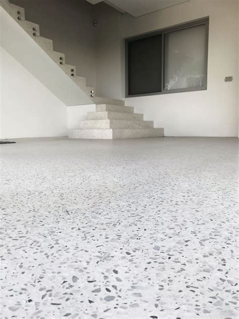 award winning seamless white concrete floor ds grinding