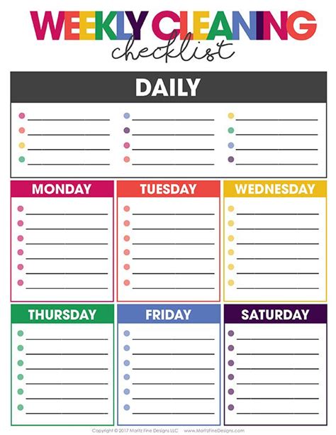 customizable  printable cleaning schedule template
