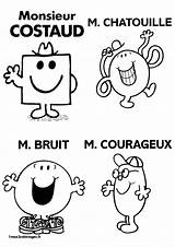 Monsieur Madame Costaud Chatouille Courageux Mme Coloriages Bruit Maternelle Mr Activité Personnages Hargreaves sketch template