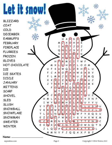 winter printable word search
