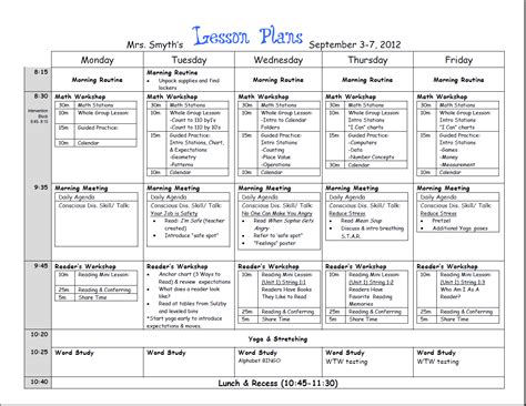 weekly lesson plan template  teacher resources