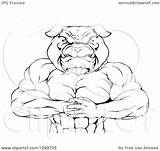 Muscular Clipart Bulldog Fist Punching Man Tough Illustration Into Palm Royalty Atstockillustration Vector Geo sketch template