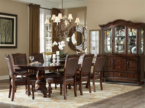 piece traditional brown dining room rectangular