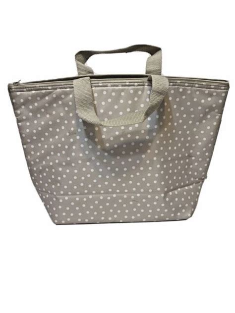 Thirty One Tan Polka Dot Insulated Thermal Tote Zippered Lunch Bag Ebay