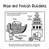 Foolish Wise Builders Coloring Bible Sheet Crafts Activity Activities Sunday School Daniellesplace Building Children Were Who sketch template