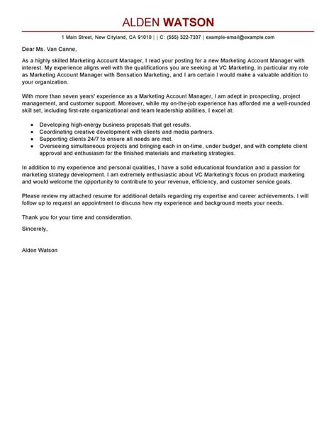 leading professional account manager cover letter examples