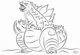 Godzilla Coloring Pages Cartoon Printable Drawing Print Monster sketch template