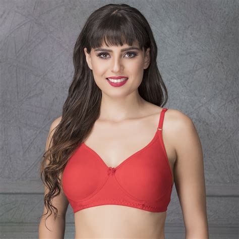 Cotton Rich Non Padded Wirefree T Shirt Bra In Red Bras