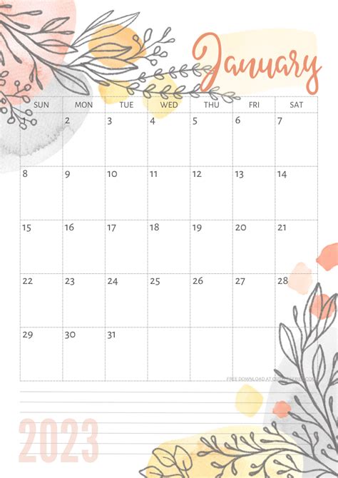pretty  calendar  printable template cute freebies