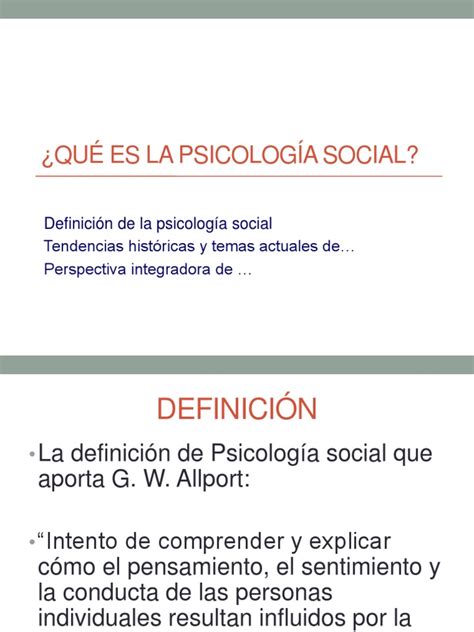 QuÉ Es La PsicologÍa Social Ppt Psicología Social