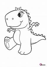 Dinosaur Pages Cute Baby Colouring Little Bubakids sketch template