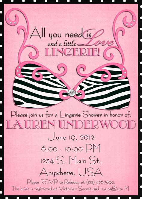 bachelorette lingerie party invitation zebra pink blue etsy