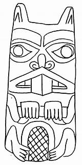 Totem Pole Coloring Drawing Pages Beaver Wolf Poles American Native Animal Easy Templates Craft Color Kids Tiki Animals Sketch Faces sketch template
