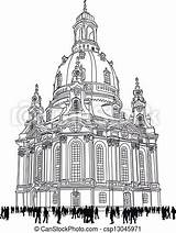 Dresden Church Germany Lady Clipart Sketch Drawings Clip Drawing Line Vector Tourists Famous sketch template