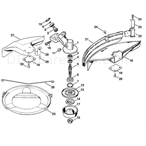 stihl fs  brushcutter fsrc ez parts diagram gear head deflector