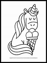 Coloring Ice Cream Unicorn Cone Cute Pages Unicorns sketch template