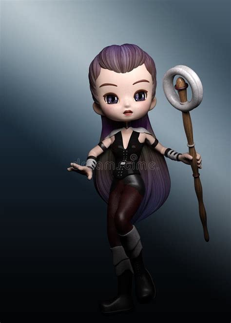 3d Toon Fantasy Girl Mage Stock Illustration Illustration Of Sweet