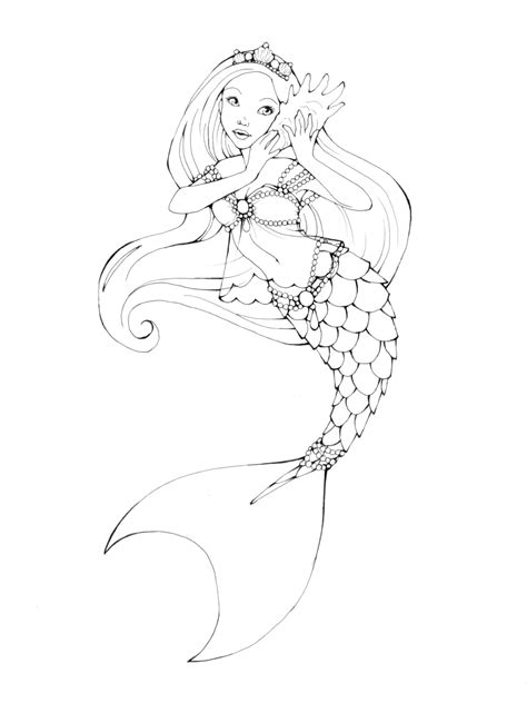 mermaid outline drawing  getdrawings