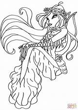 Coloring Winx Club Pages Flora Mermaid Drawing Printable sketch template