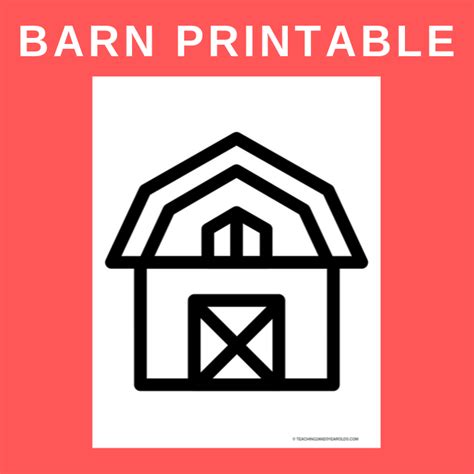 barn template  color sheet  toddlers  preschoolers farm
