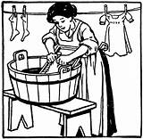 Washing Clothes Laundry Clipart Washboard Woman Etc Medium Chores sketch template