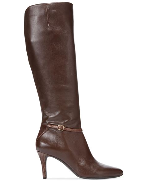 cole haan womens garner tall dress boots  chestnut brown lyst