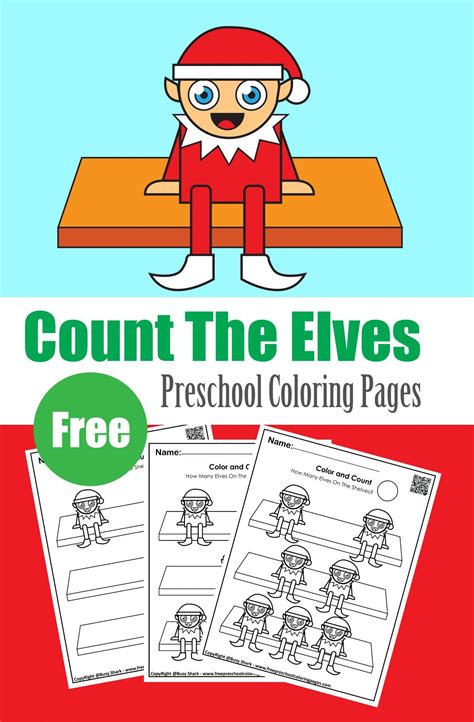 count elves elf   shelf winter preschool coloring pages busy shark