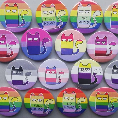 lgbt pride cat pins pride month pin set rainbow buttons etsy