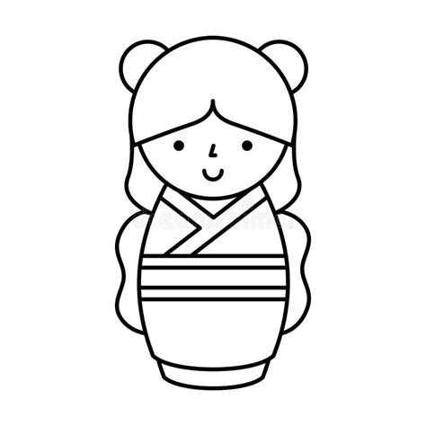 Cute Japanese Doll Icon Stock Vector Illustration Of Asia 90849908