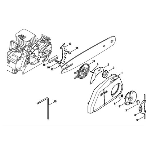 stihl ms  chainsaw msc  parts diagram quick chain tensioner