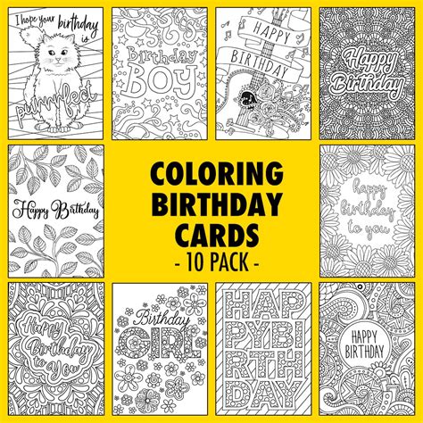 coloring birthday cards  pack sarah renae clark coloring book artist  designer